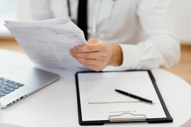 Doctor reviewing notes