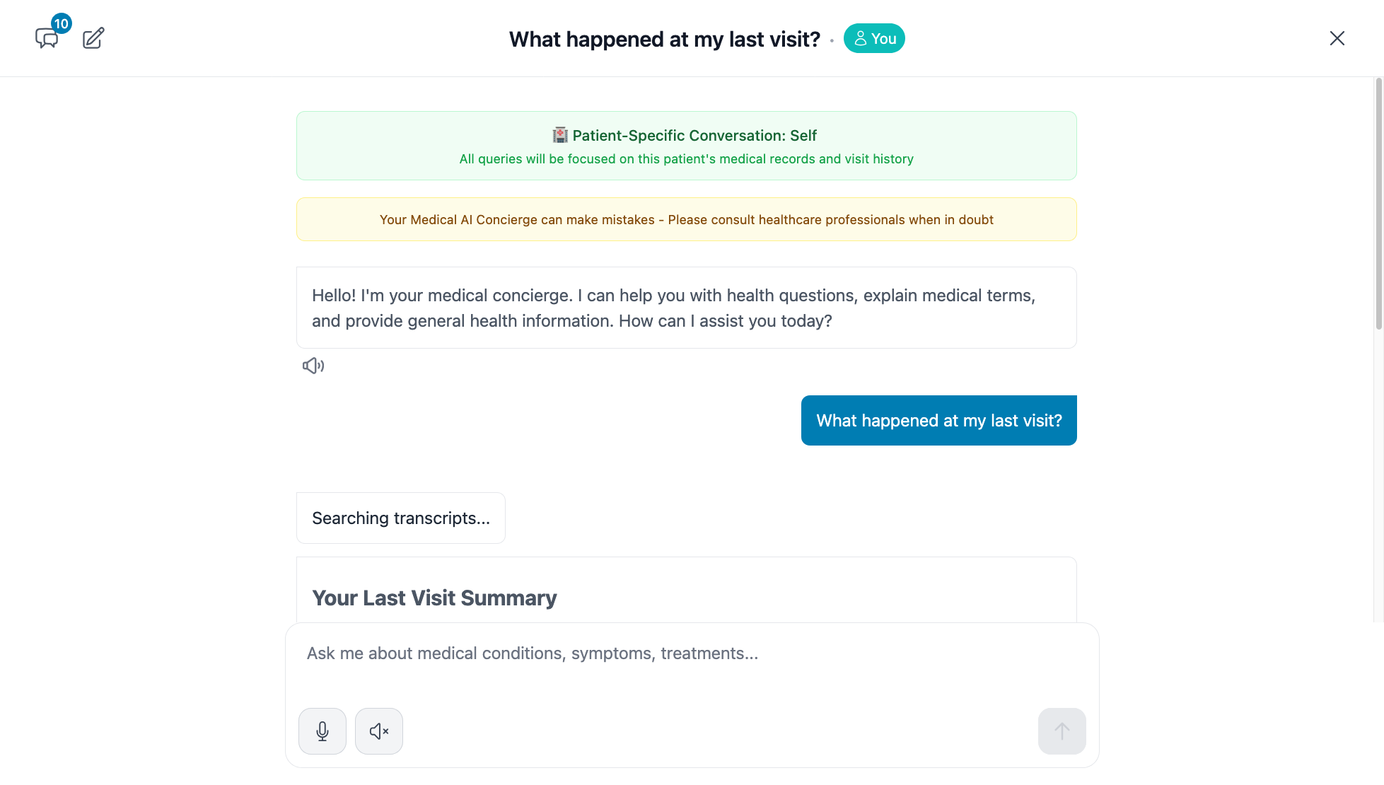 AI concierge screenshot